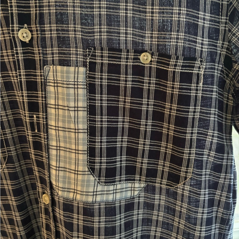 BOSS ORANGE Navy and White Plaid Button-Down Shirt